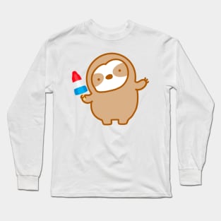 Patriotic Fourth of July Popsicle Sloth Long Sleeve T-Shirt